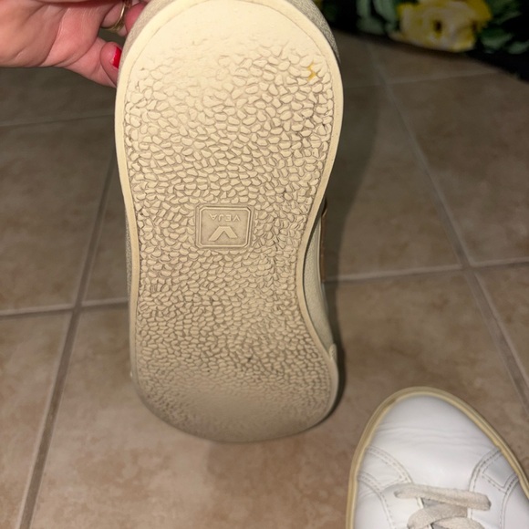 Veja- still on Anthropologies Website! Women's Cream and Gold Leather Sneakers - Picture 7 of 8